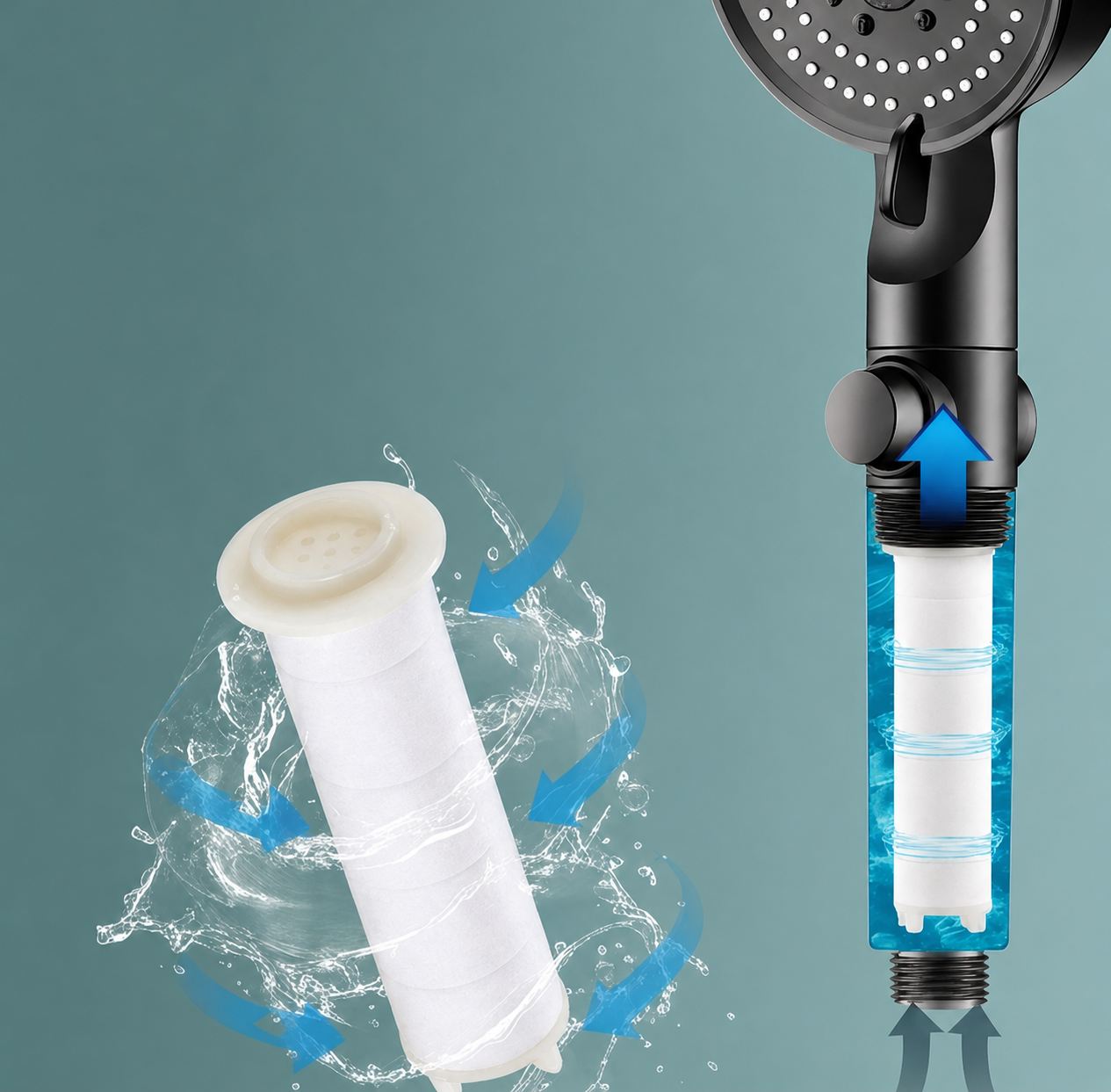 Pommeau de Douche Filtrant AQURA — Anti-Calcaire & Chlore